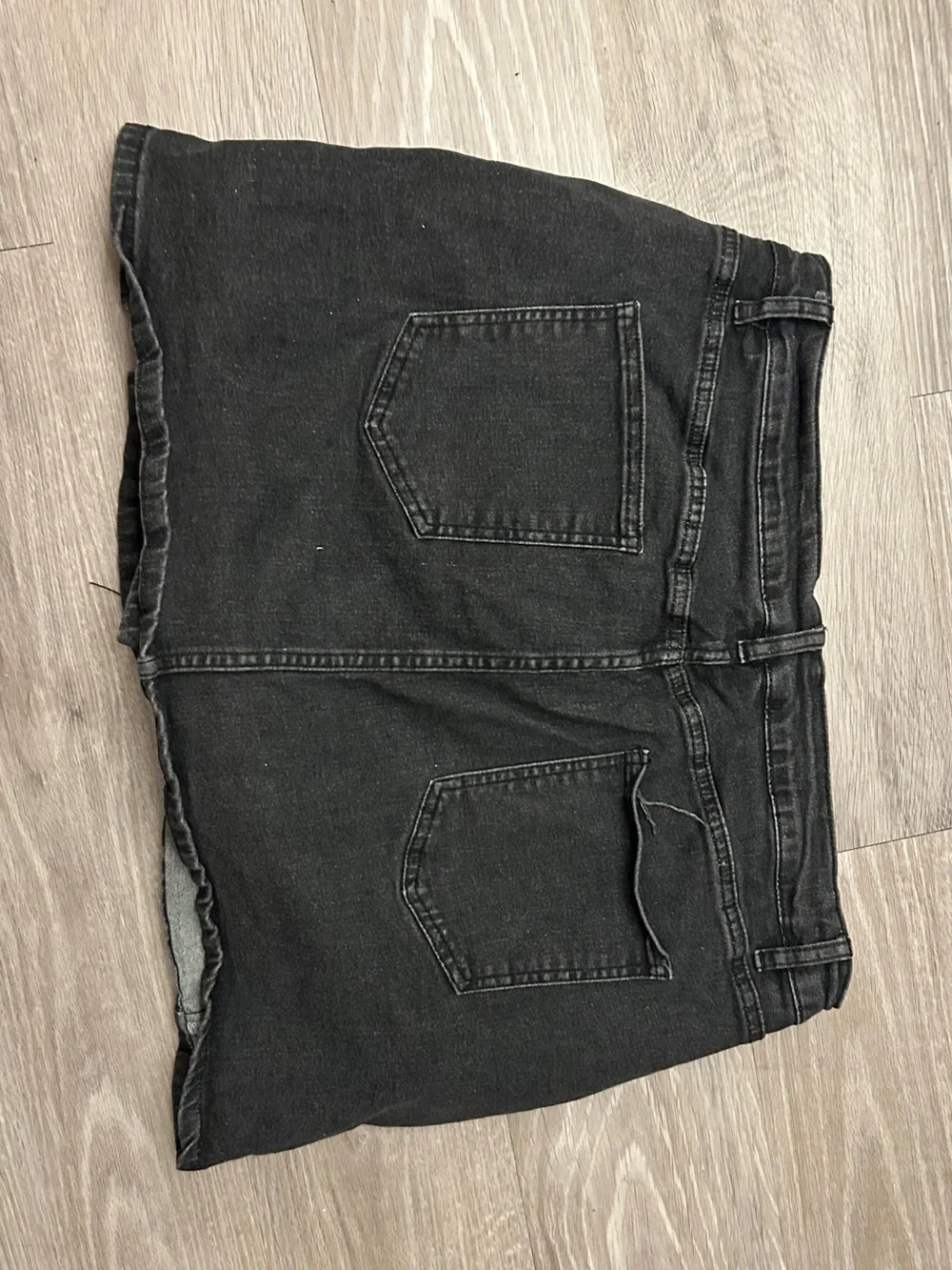 Luvamia Black Denim Mini Skort Skirt w/ Side Slit